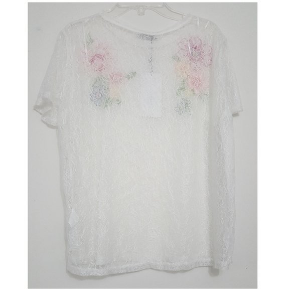 ZARA Lace Shirt with Floral Embroidery, New W/ Tag - Picture 3 of 4